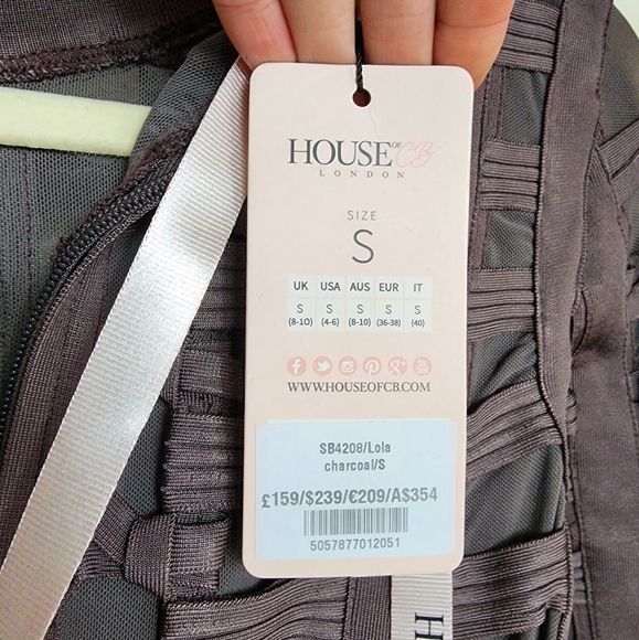 House Of CB Lola Dress In Charcoal Bandage Long-Sleeve Mini NWT Size Sma… - Picture 7 of 7